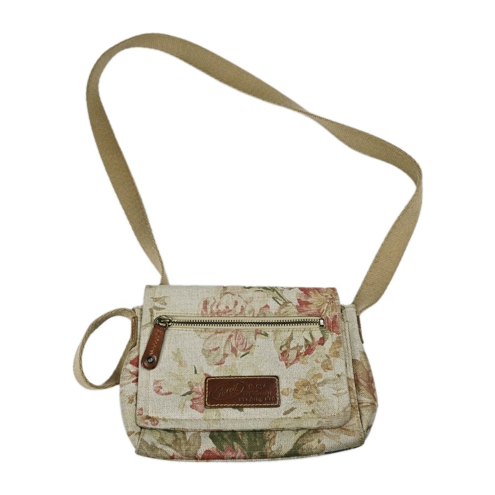 Vintage Fossil Floral Canvas Crossbody Bag Shoulder Purse Premium No 054 Small